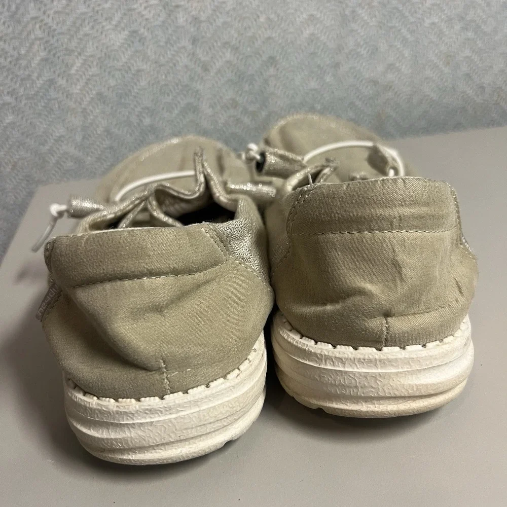 Hey Dude Wendy‎ Stretch Shoes Womens 9 Sparkling Beige Slip On Comfort Casual